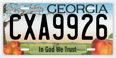 GA license plate CXA9926