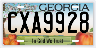 GA license plate CXA9928