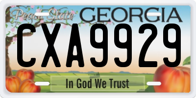GA license plate CXA9929