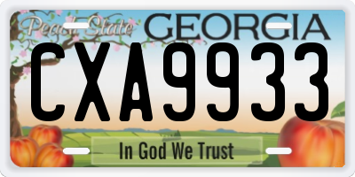 GA license plate CXA9933