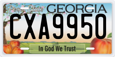 GA license plate CXA9950