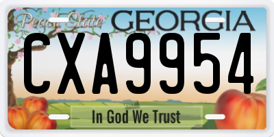 GA license plate CXA9954