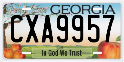 GA license plate CXA9957