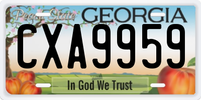 GA license plate CXA9959