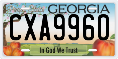 GA license plate CXA9960