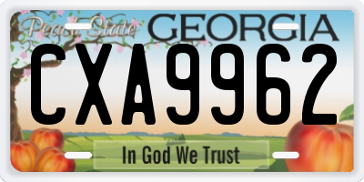 GA license plate CXA9962