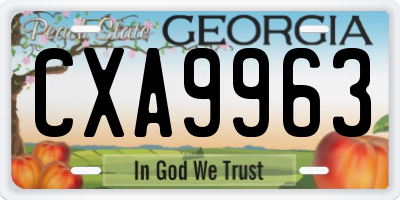 GA license plate CXA9963