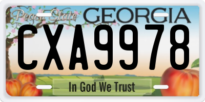 GA license plate CXA9978