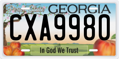 GA license plate CXA9980