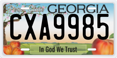 GA license plate CXA9985