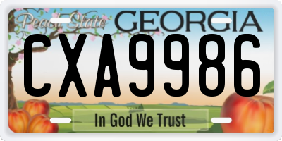 GA license plate CXA9986