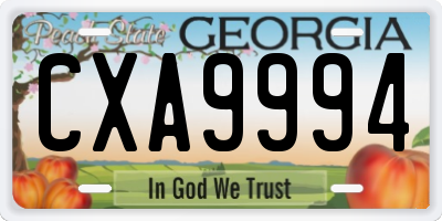 GA license plate CXA9994
