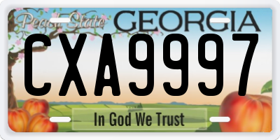 GA license plate CXA9997