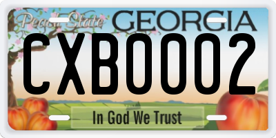 GA license plate CXB0002
