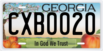 GA license plate CXB0020
