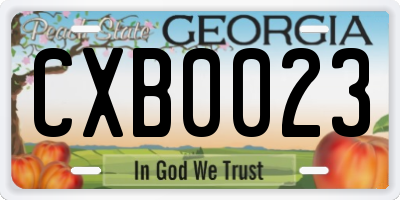 GA license plate CXB0023