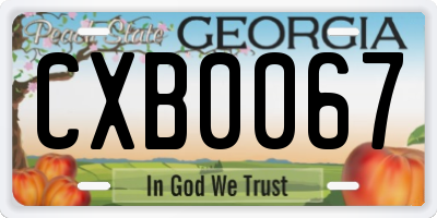GA license plate CXB0067