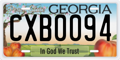 GA license plate CXB0094