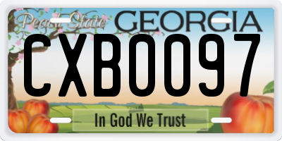 GA license plate CXB0097