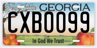 GA license plate CXB0099