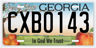 GA license plate CXB0143