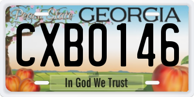 GA license plate CXB0146