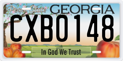 GA license plate CXB0148