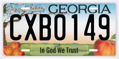 GA license plate CXB0149