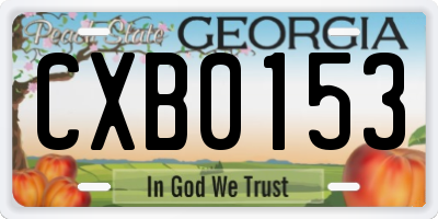 GA license plate CXB0153