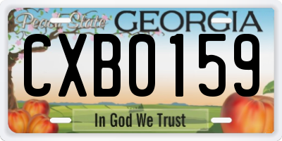 GA license plate CXB0159