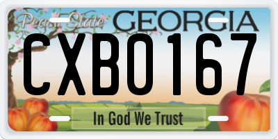 GA license plate CXB0167