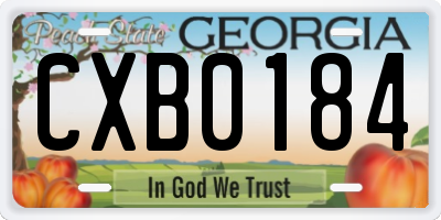 GA license plate CXB0184