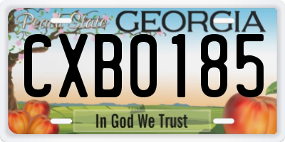 GA license plate CXB0185