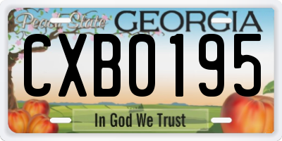 GA license plate CXB0195