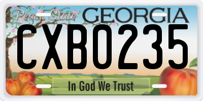 GA license plate CXB0235