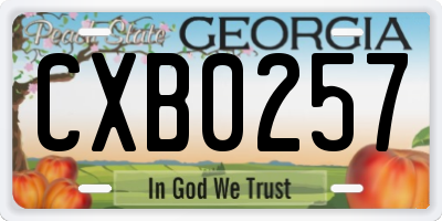 GA license plate CXB0257