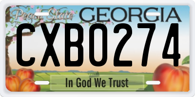 GA license plate CXB0274
