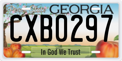 GA license plate CXB0297