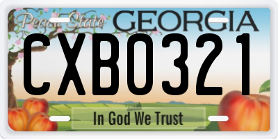 GA license plate CXB0321