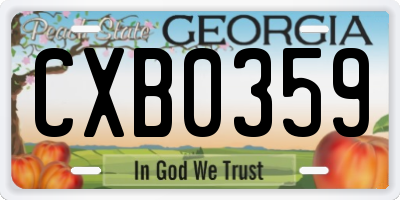 GA license plate CXB0359