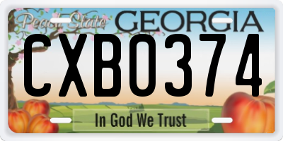 GA license plate CXB0374