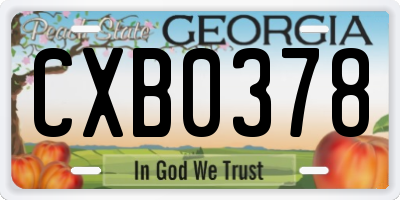 GA license plate CXB0378