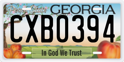GA license plate CXB0394