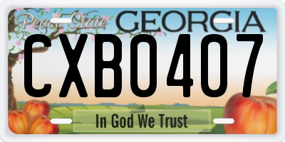 GA license plate CXB0407