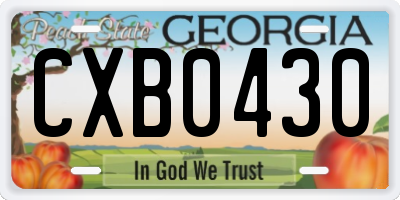 GA license plate CXB0430