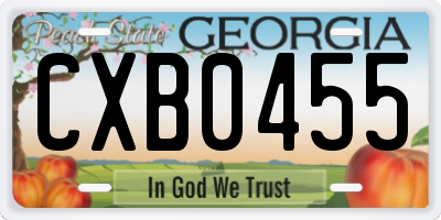 GA license plate CXB0455