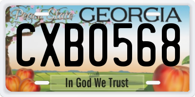 GA license plate CXB0568