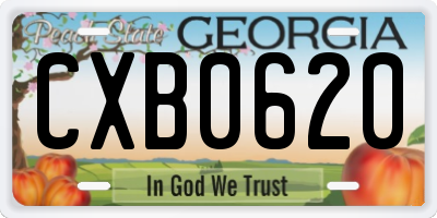 GA license plate CXB0620