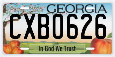 GA license plate CXB0626