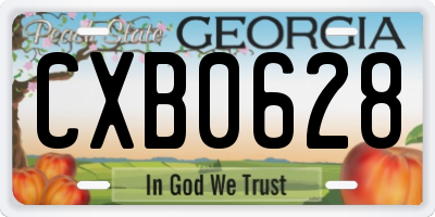 GA license plate CXB0628